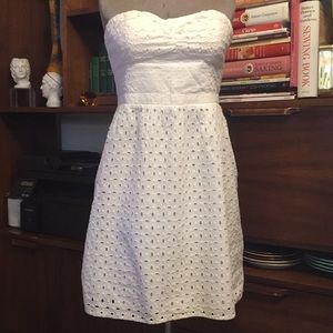 AE White Eyelet Strapless Convertible Dress 10